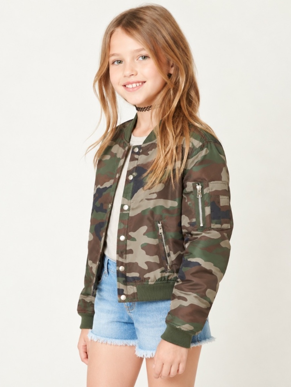 Forever 21 camo print bomber jacket